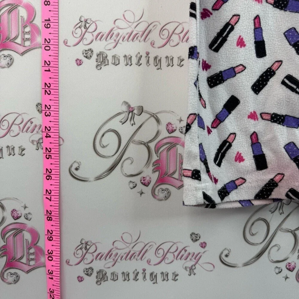 Nicole Miller pants makeup White Pajama Pants with Pink & Purple Lipstick Print